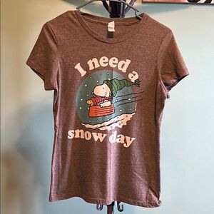Gray Tee with Snow Day Graphic
